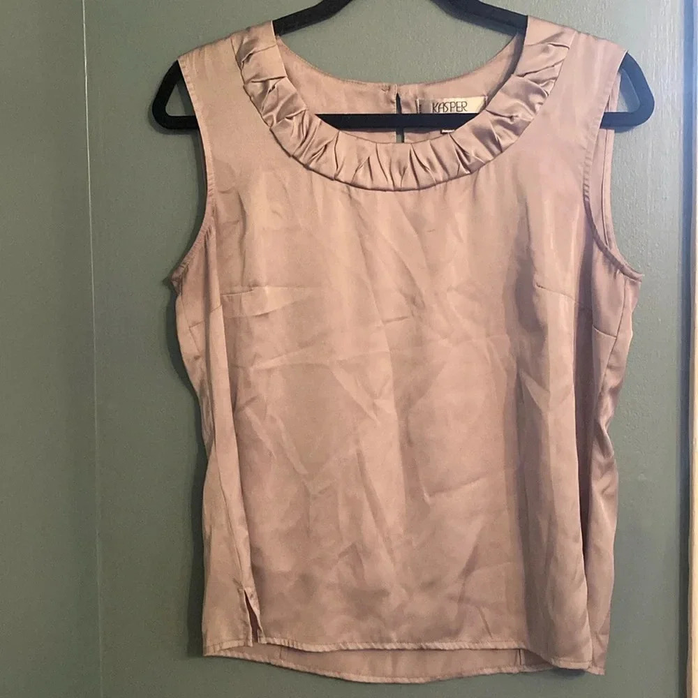 Kasper women’s blouse - Petite Large - silver /gray - large - sleeveless